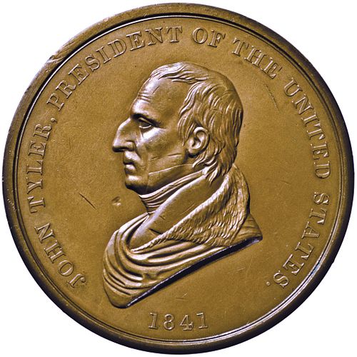 (1841) John Tyler Indian Peace Medal c. 1846 Bronze Mint Restrike NGC MS-62