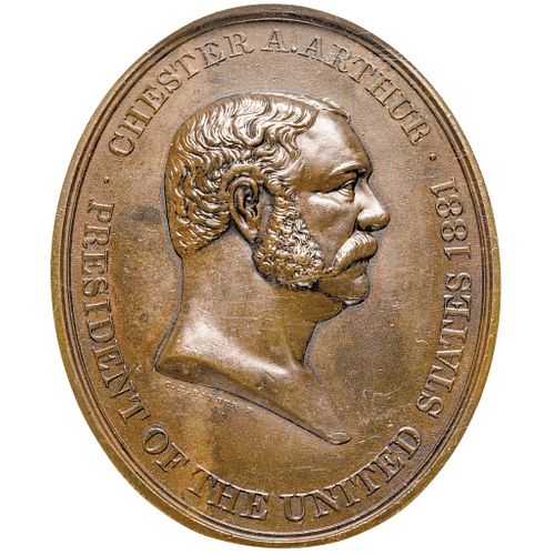 1883 President Chester A Arthur Indian Peace Medal in Bronzed-Copper Oval NGC-AU