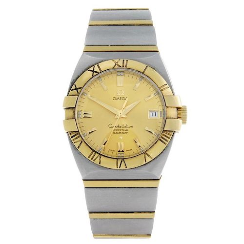 OMEGA - a gentleman's Constellation Double Eagle Perpetual Calendar bracelet watch. Stainless steel