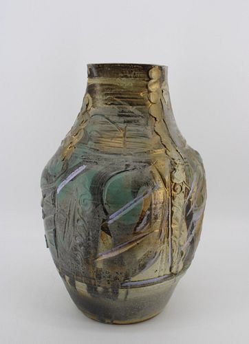 Vantage And Large Glazed Pottery Vase