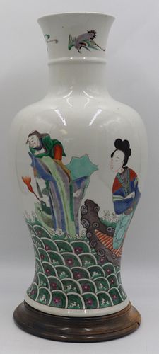 Chinese Famille Verte Enamel Decorated Vase.