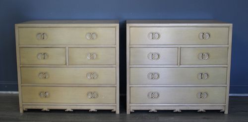 Midcentury Pair Of 3 Drawer Chests.