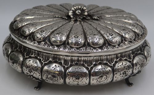 SILVER. Italian .800 Silver Floral Hinged Box.