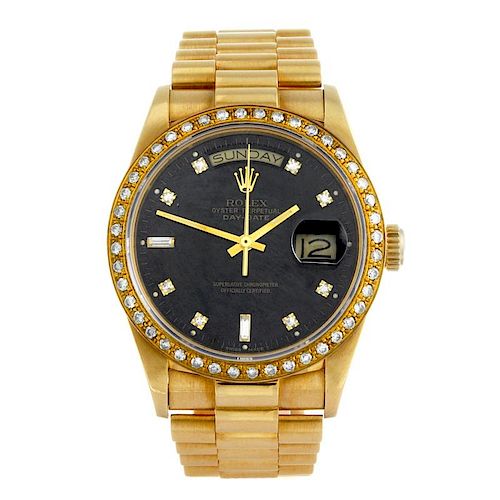 ROLEX - a gentleman's Oyster Perpetual Day-Date bracelet watch. Circa 1984. 18ct yellow gold case wi