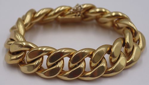 JEWELRY. Italian 18kt Gold Cuban Link Bracelet.