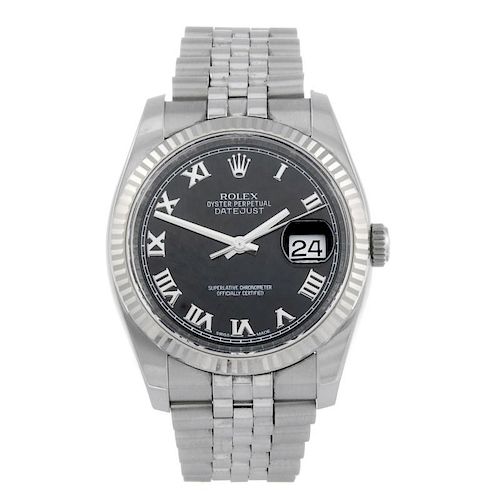 CURRENT MODEL: ROLEX - a gentleman's Oyster Perpetual Datejust bracelet watch. Stainless steel case