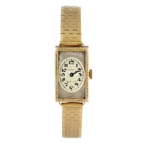 ROLEX - a lady's bracelet watch. 9ct yellow gold case, import hallmarked Glasgow 1927. Numbered 36 4