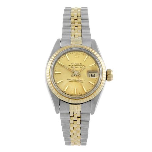 ROLEX - a lady's Oyster Perpetual Datejust bracelet watch. Circa 1978. Stainless steel case with yel