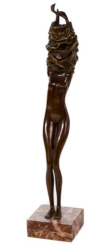 Bruno Bruni (Italian, b.1935) 'Donna Che Si Veste' Bronze Sculpture