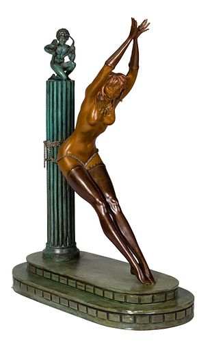 Erte (Romain de Tirtoff) (Russian / French, 1892-1990) 'Prisoner of Love' Bronze Sculpture