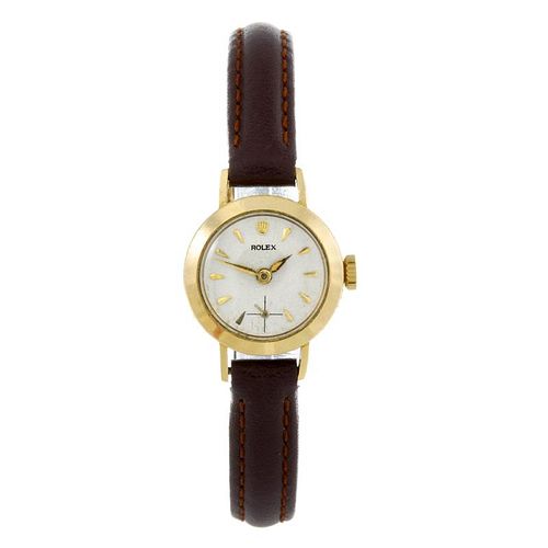 ROLEX - a lady's wrist watch. Yellow metal case, stamped 18K 0750 with poincon. Numbered 8922. Signe