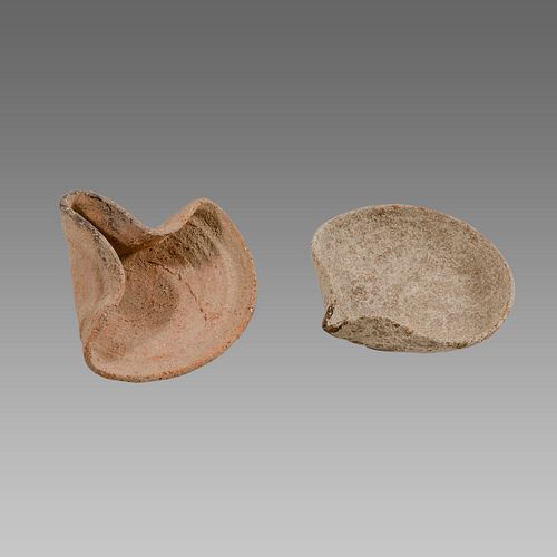 Lot of 2 Iron Age Terracotta Oil Lamps c.1400 BC. 