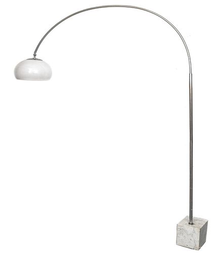 Arco Style Chrome Floor Lamp with Marble Base