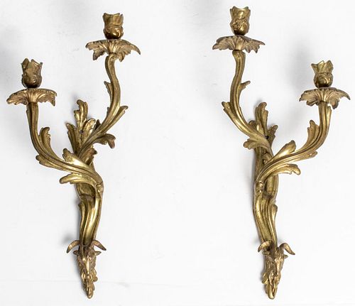 Louis XV Style Gilt Bronze Sconces, Pair