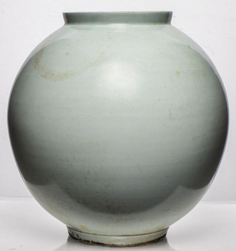Korean White Glazed Large Ceramic Moon Jar