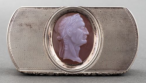 English Silver & Agate Cameo Snuff Box, 1816