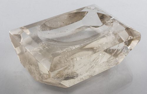 Carved Rock Crystal Trinket Tray or Soap Dish