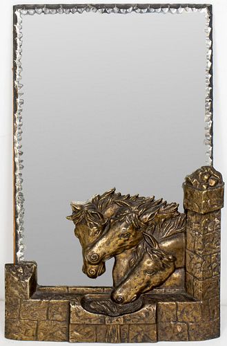 Bronze Equestrian Motif Mirror