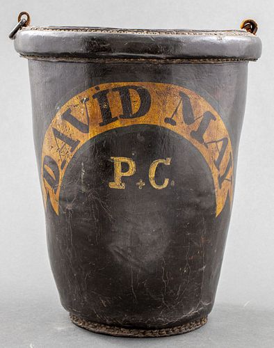 English Painted Leather Fire Bucket