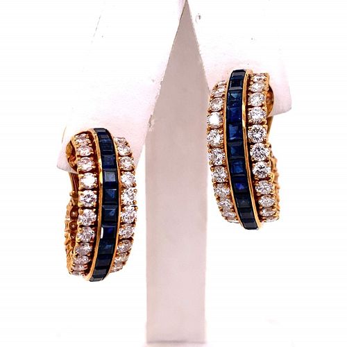 French V.C.A. Sapphire & Diamond Earrings