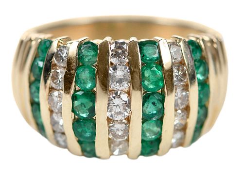 14kt. Diamond and Emerald Ring