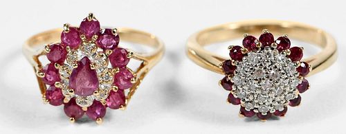 Two 14kt. Ruby and Diamond Rings 