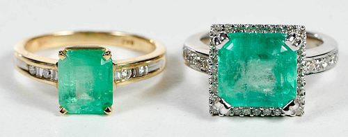 Two 14kt. Emerald Rings