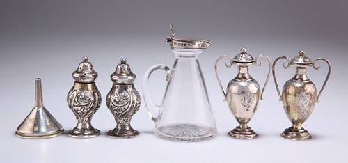 A GROUP OF SILVER, including an Edwardian silver-mounted gl