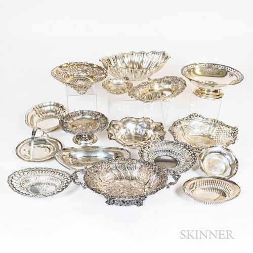 Large Group of Sterling Silver and Silver-plated Hollowware