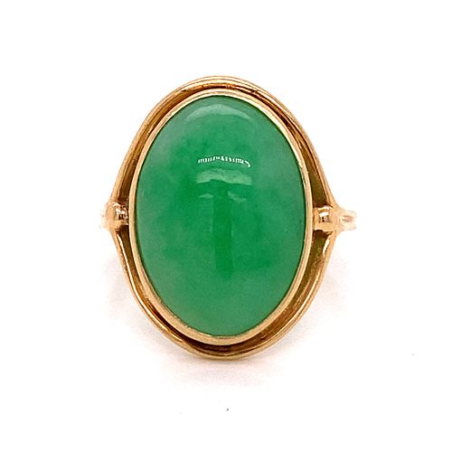 14k Art Nouveau Jade Jadeite Ring