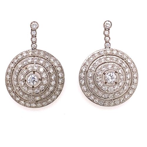 Platinum Round Diamond Earrings