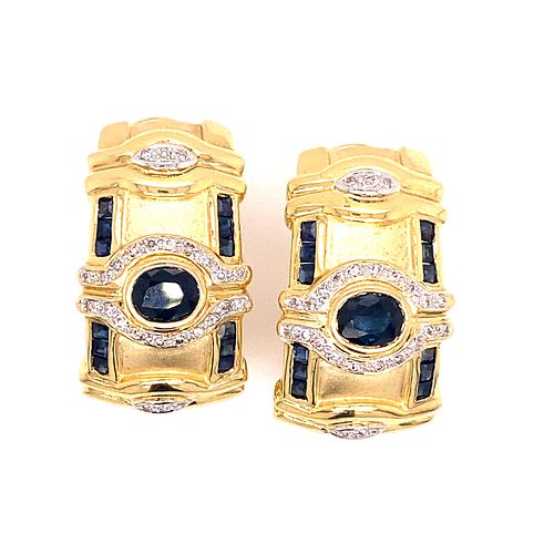 80’s 18k Sapphire Diamond Earring