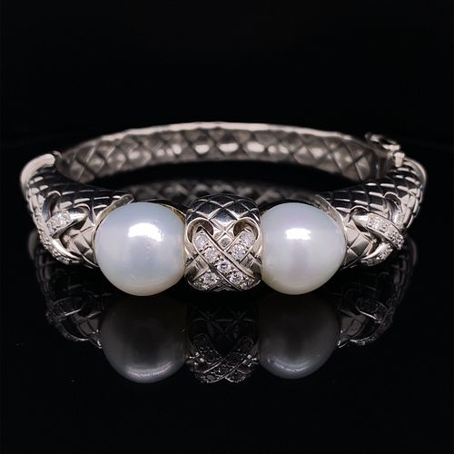 14k Pearl Diamond Bracelet
