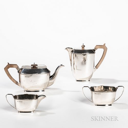 English Four-piece Sterling Silver Coffee and Tea Service
