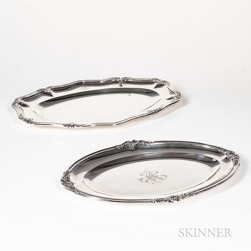 Two French Silver Oval Platters