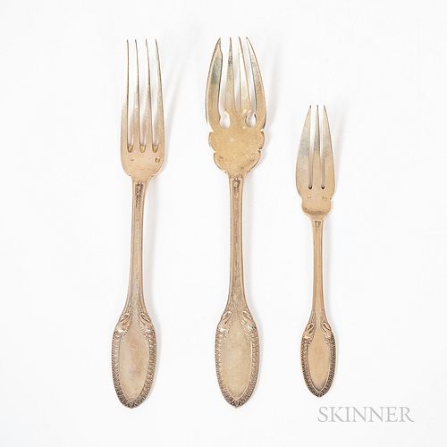 French Vermeil Sterling Silver Fork Set