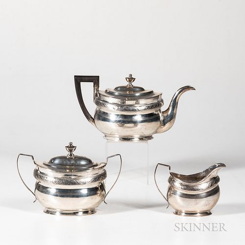 Hugh Wishart Three-piece Coin Silver Tea Set