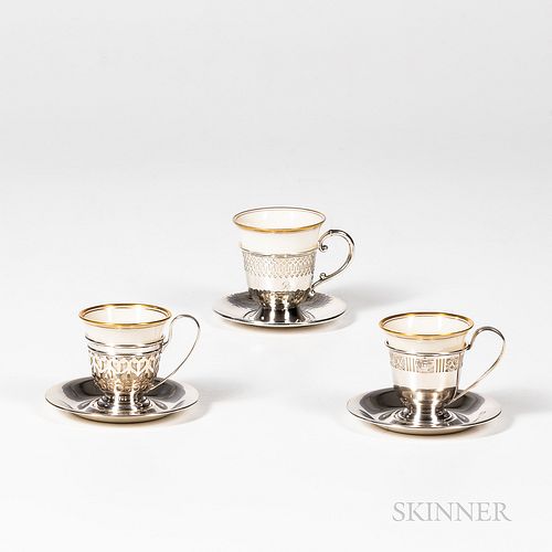 Lenox Porcelain and G.H. French & Co. Sterling Silver Demitasse Set