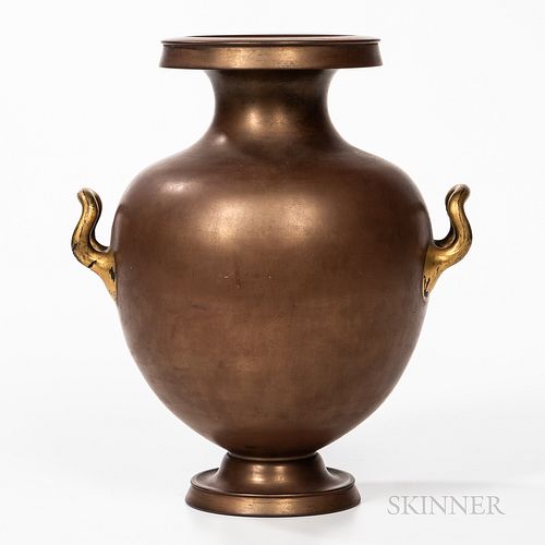 Wedgwood Bronzed and Gilded Black Basalt Vase
