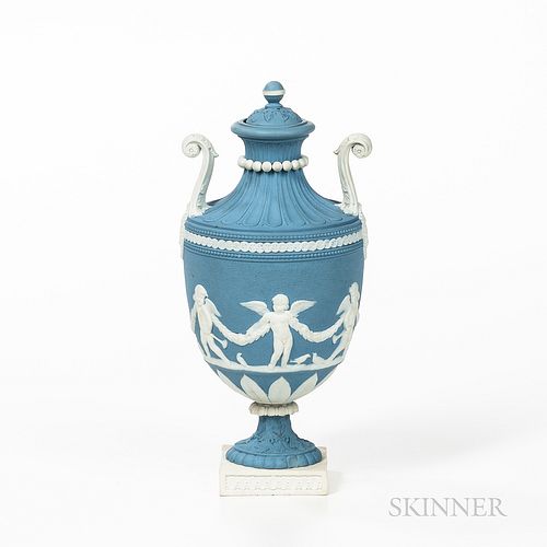 Wedgwood Solid Blue Jasper Vase and Cover