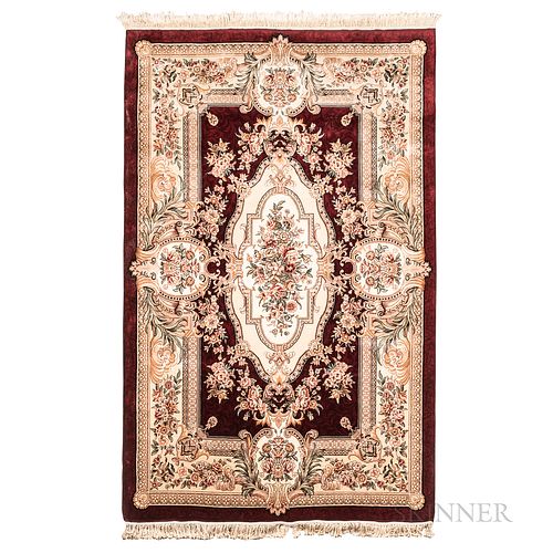 Small Carpet with French Design, India, late 20th century, 9 ft. 6 in. x 6 ft.