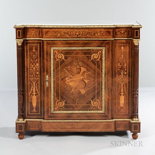 Louis XVI-style Marble-top, Ormolu-mounted, and Inlaid Console