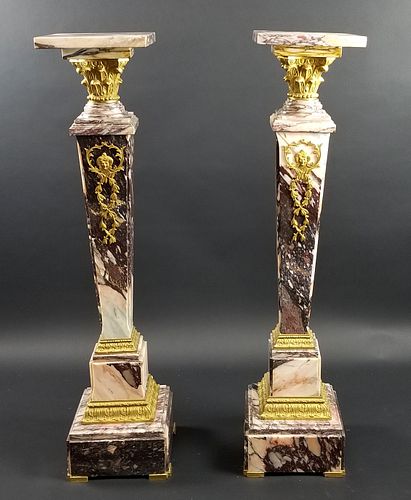 Late 19th C. French Pair of Gilt Bronze Mounted Breche