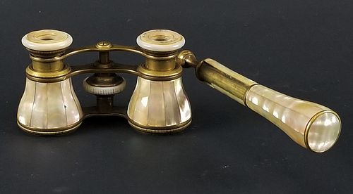 19th C. French Bronze and Enamel Binoculars