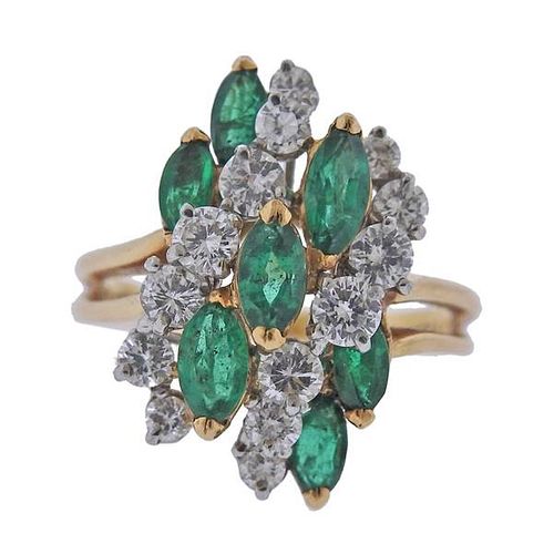 Oscar Heyman 18k Gold Platinum Diamond Emerald Ring