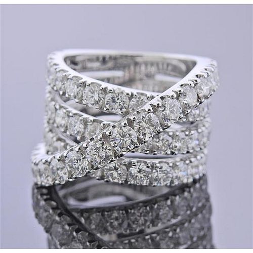 18K Gold 7.50ctw Diamond Crossover Band Ring