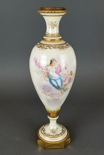 French Sevres Style Bronze & Porcelain Vase