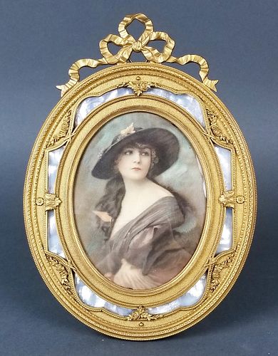 19th C. French Bronze and Enamel Picture Frame