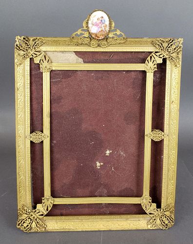 19th C. Gilt Bronze Frame w/ Porcelain Plaque