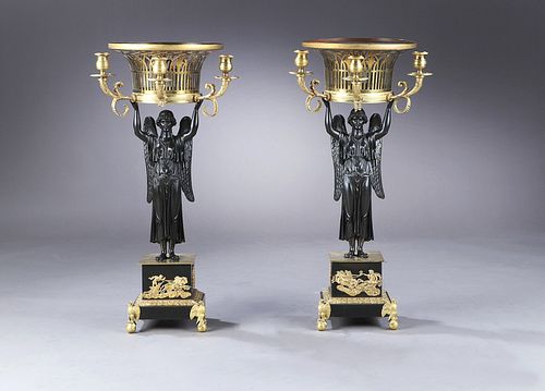 Attributed to PIERRE-PHILIPPE THOMIRE (1751-1843).
Empire style candlesticks: France, first third of the nineteenth century.